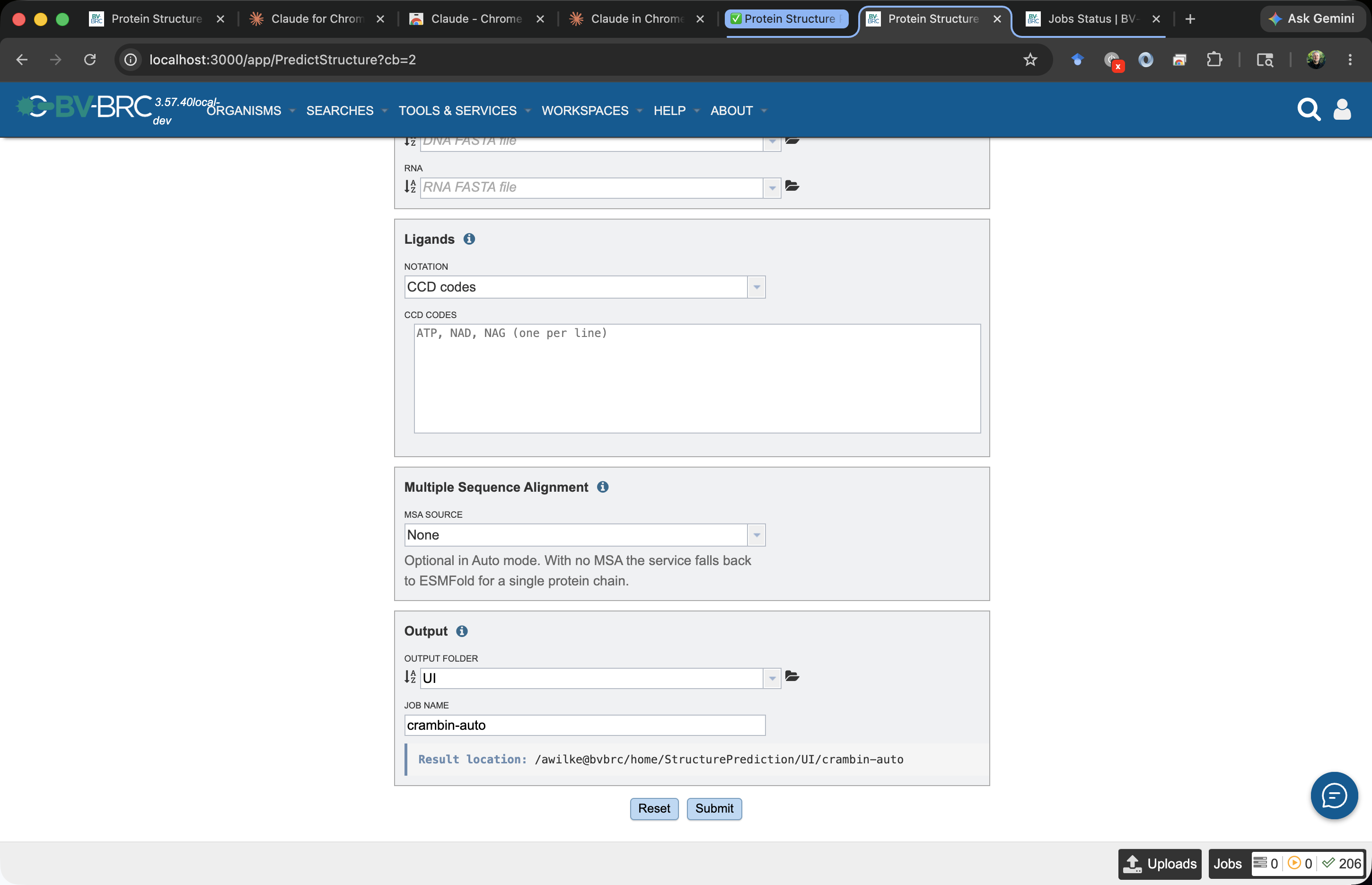 Form filled with example values showing the Result location preview