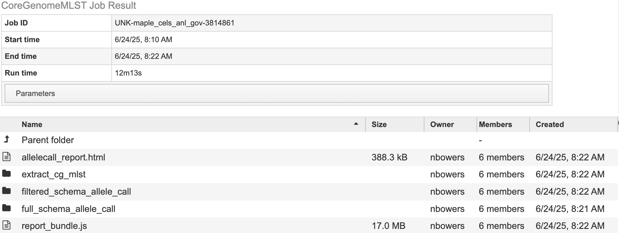 output results