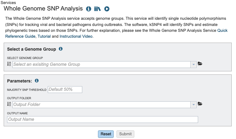 Whole Genome SNP Analysis Service Input Form