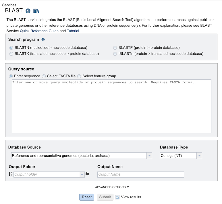 BLAST Input Form