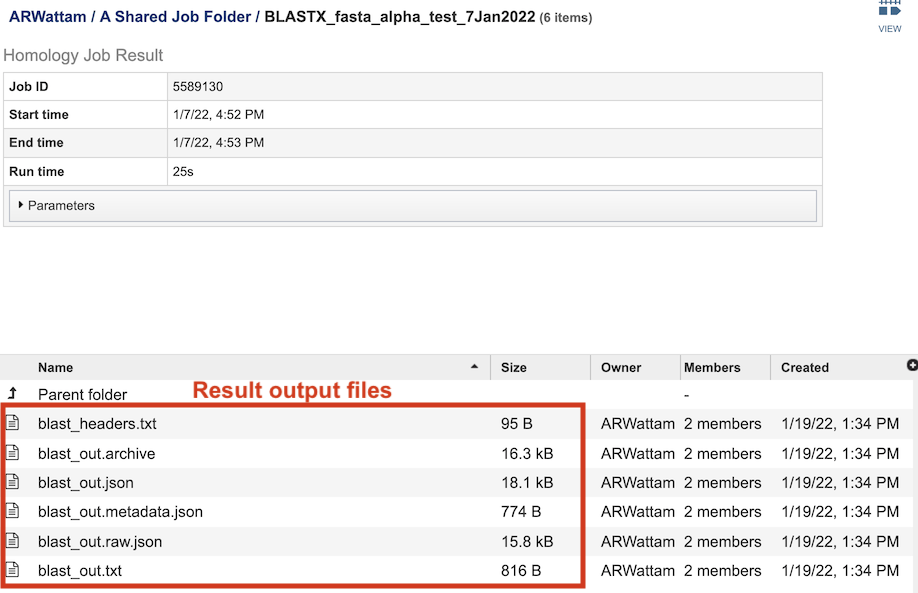 BLAST Service Results Files