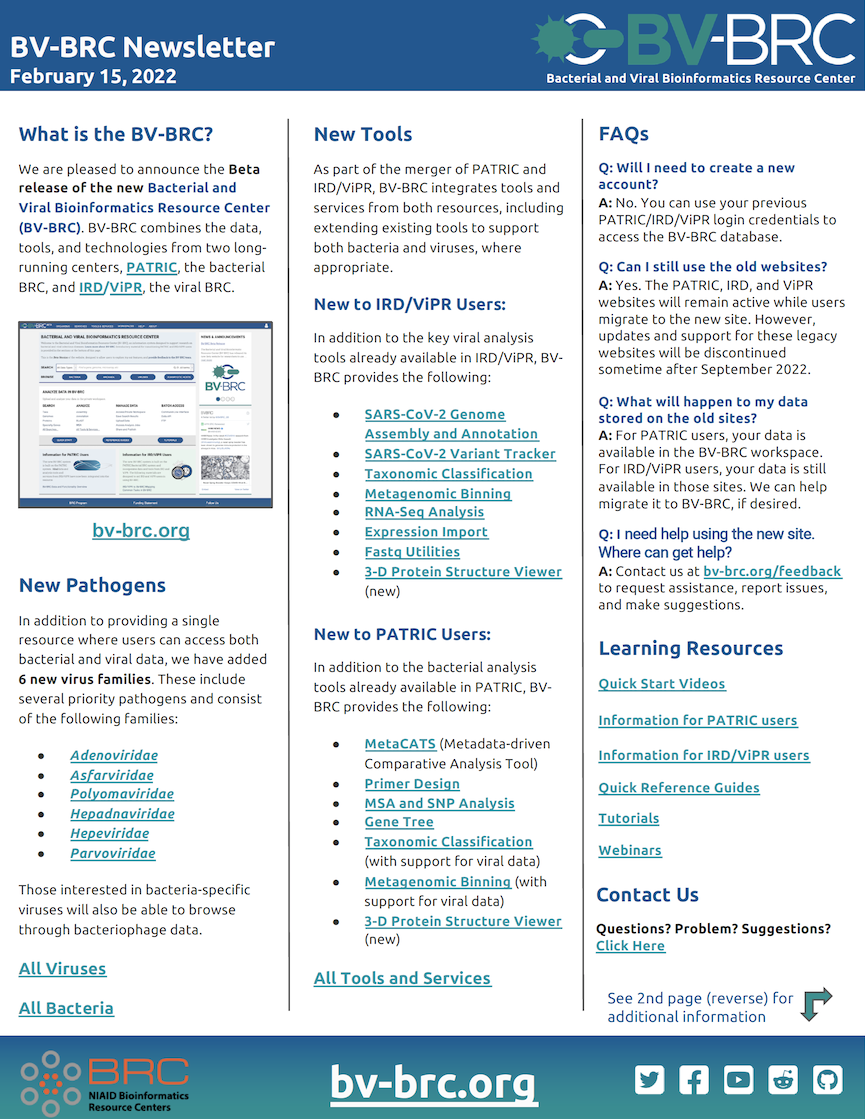 BV-BRC Beta Release brochure