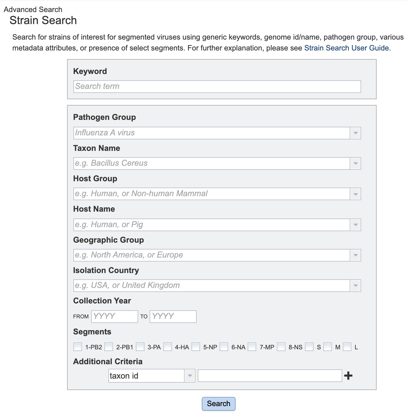 Strain Advanced Search