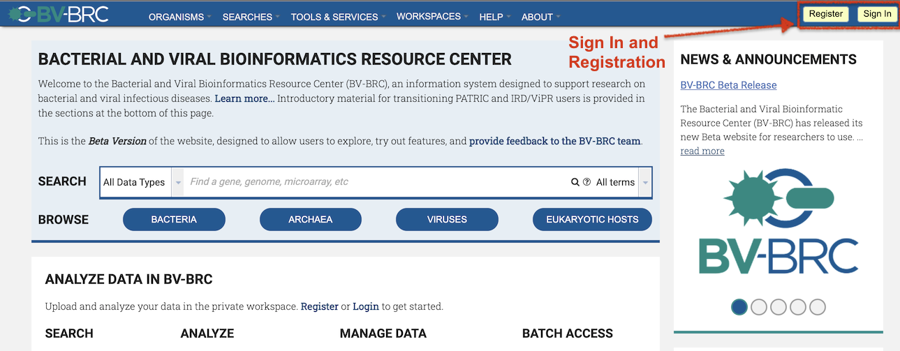 BV-BRC Sign In and Registration