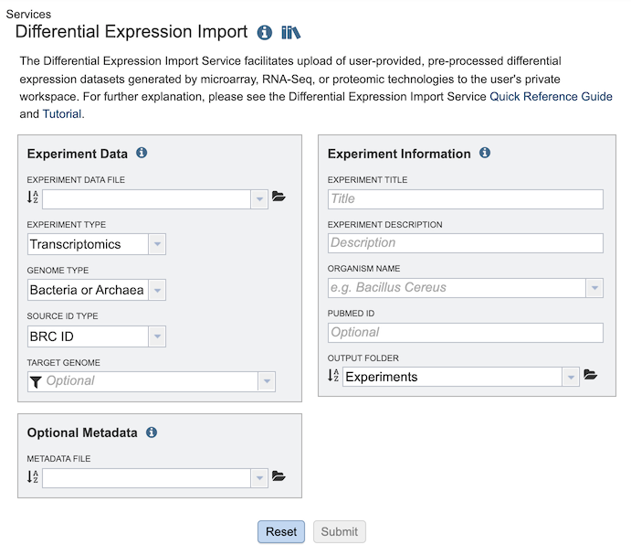 Expression Import Input Form