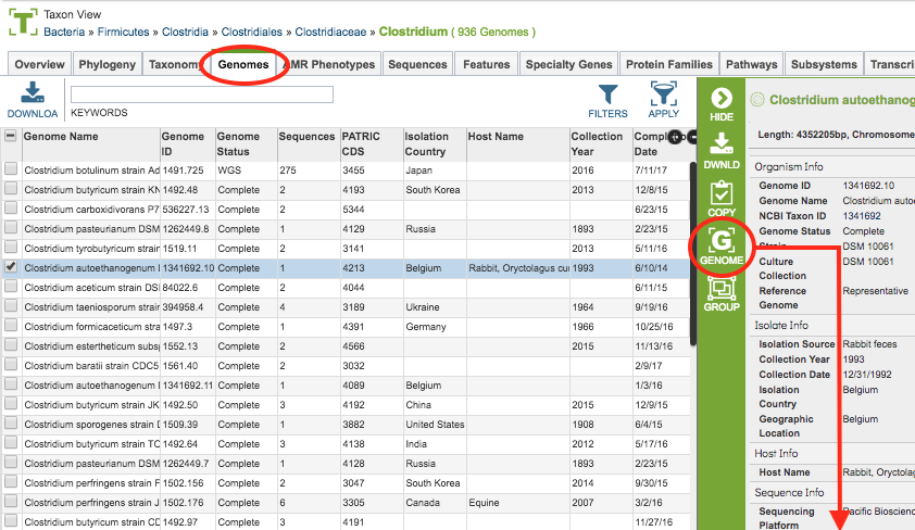 Genome View Action Button