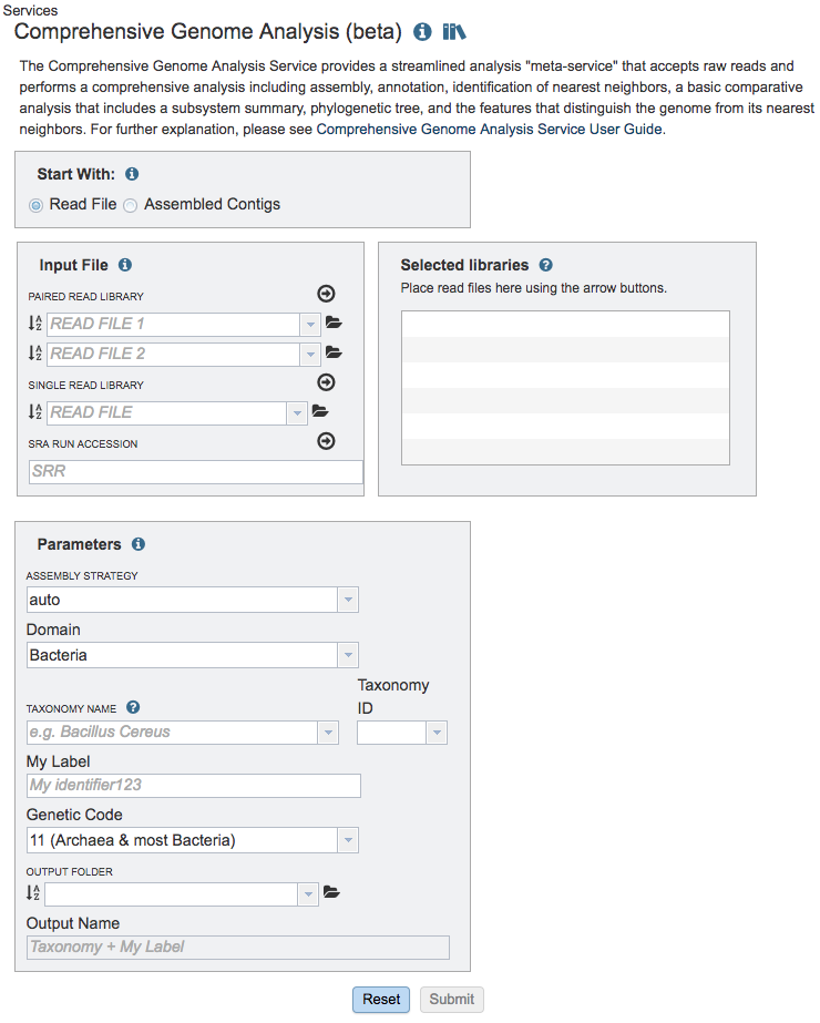 Comprehensive Genome Analysis Input Form