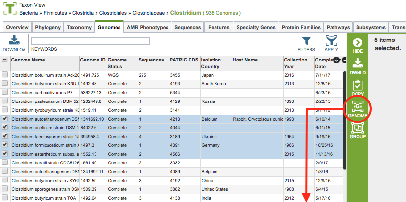 Genome View Action Button