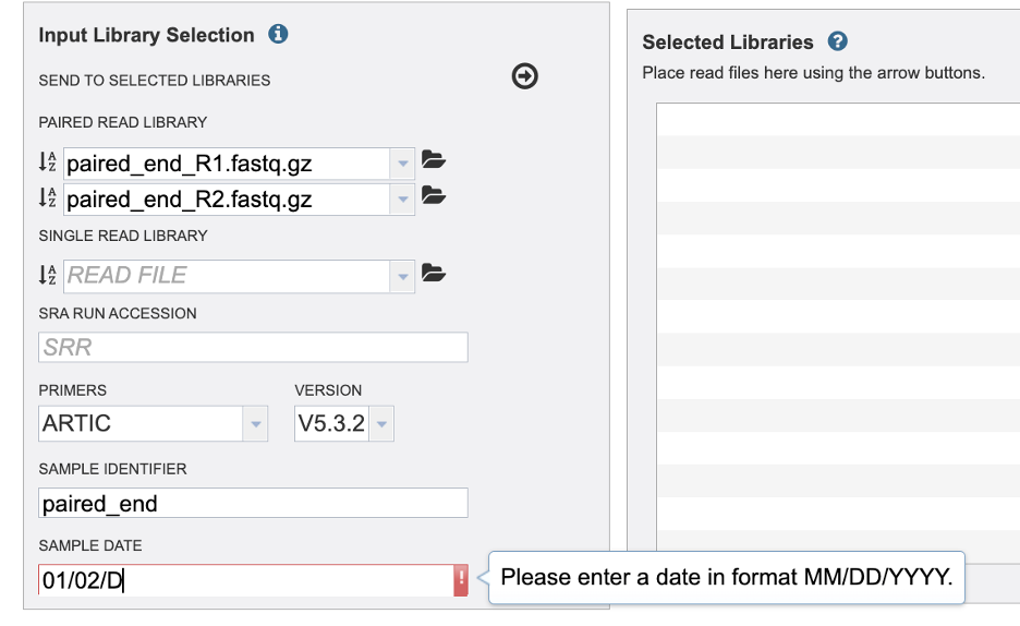 An image of the error message when the data format is incorrect.