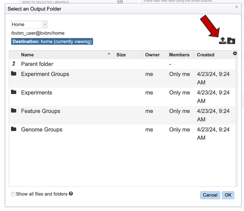 An image with an arrow pointing to the upload icon