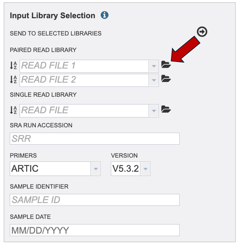 An image of selecting the paired reads directory icon