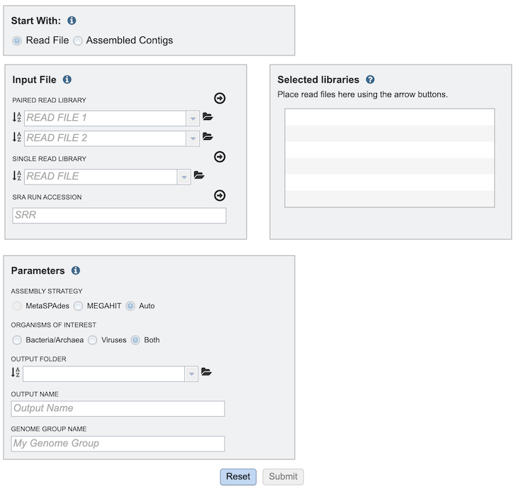 Metagenomic Binning Input Form