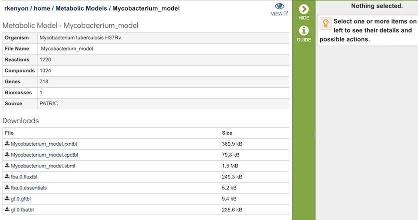 Metabolic Reconstruction Service Results Page