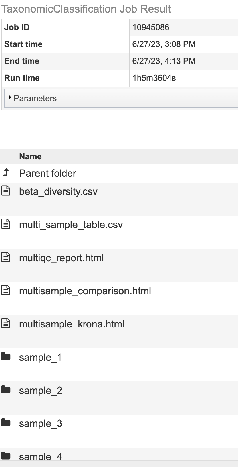 Taxonomic Classification Output Files