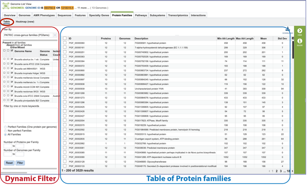 Filter-Tabular View