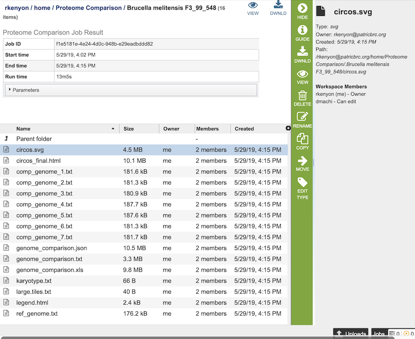 Proteome Comparison Service Results Page